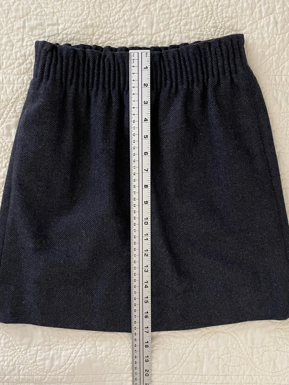 NWT J CREW Sidewalk Skirt Wool Blend Chevron Elastic Waist Size 00 Blue
